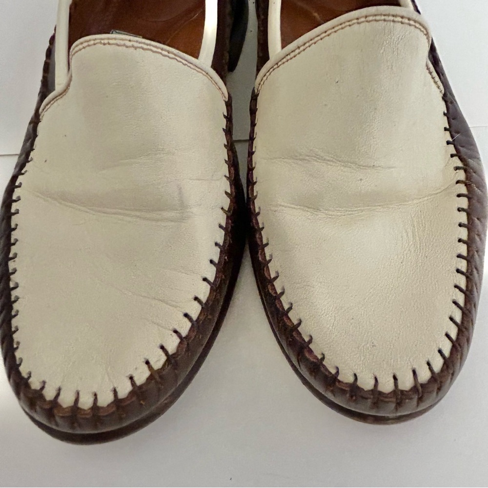 Vtg Maggio & Rossetto Mens Size 6.5 Loafers Brown Ivory Whipped Stitching Detail - Picture 11 of 11